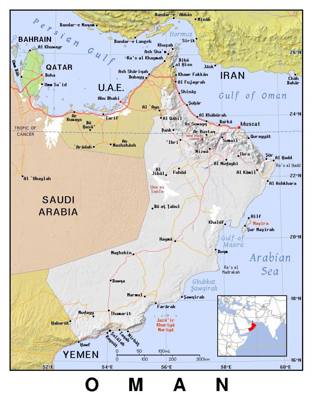 bản đồ của Oman chính trị