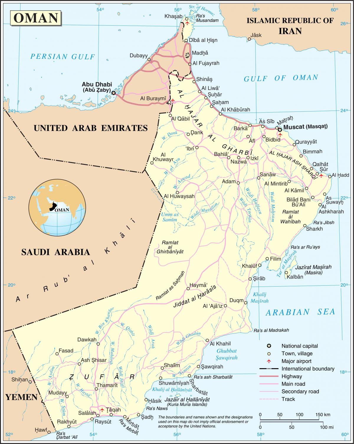 Oman đường bản đồ
