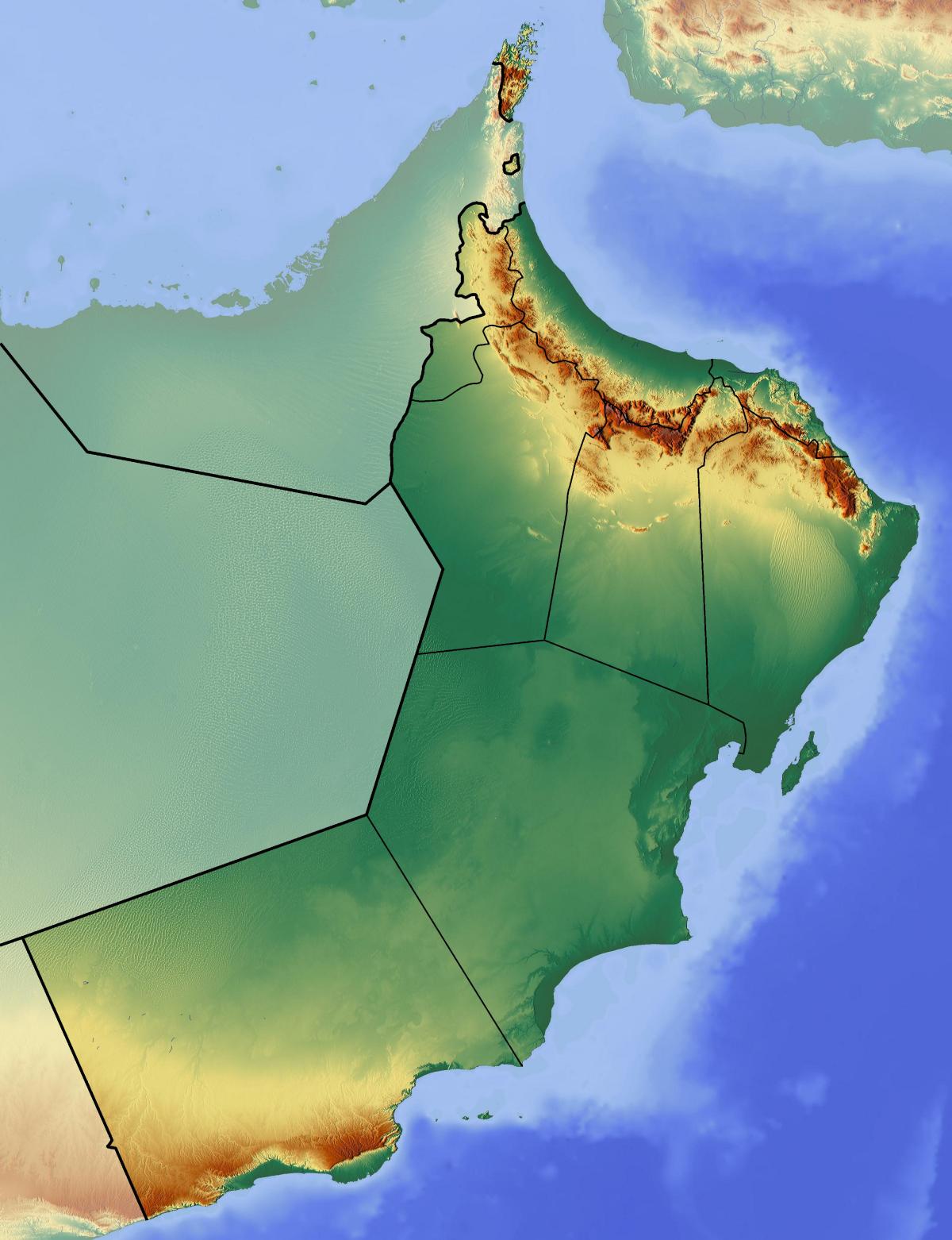 bản đồ của Oman địa hình