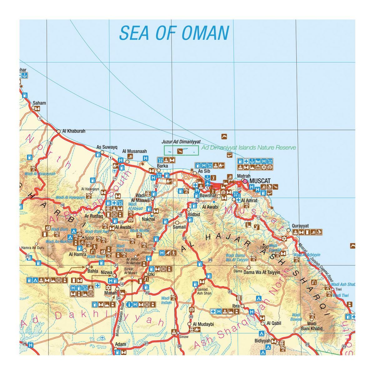 bản đồ của Oman leo núi