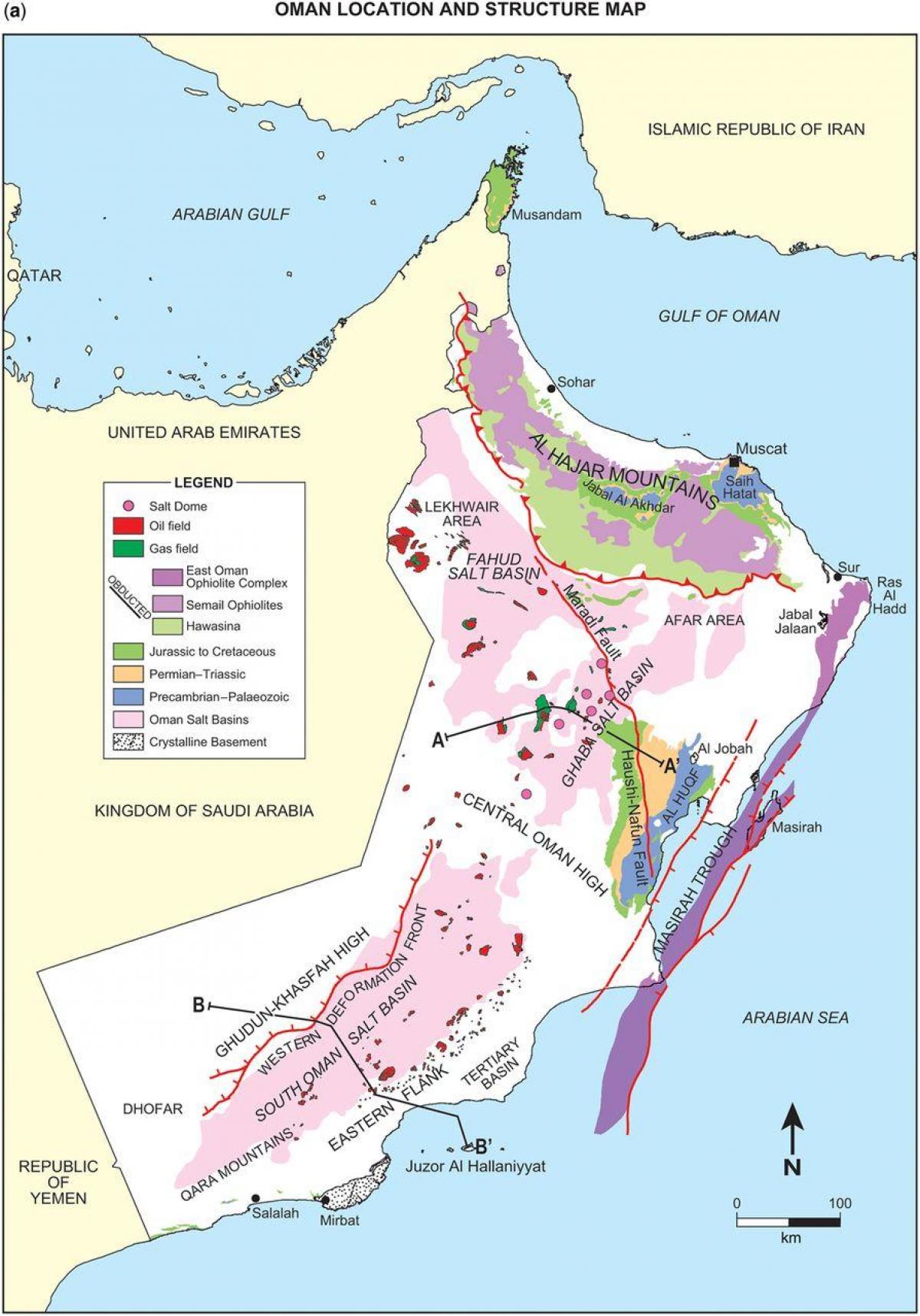 bản đồ của Oman địa chất