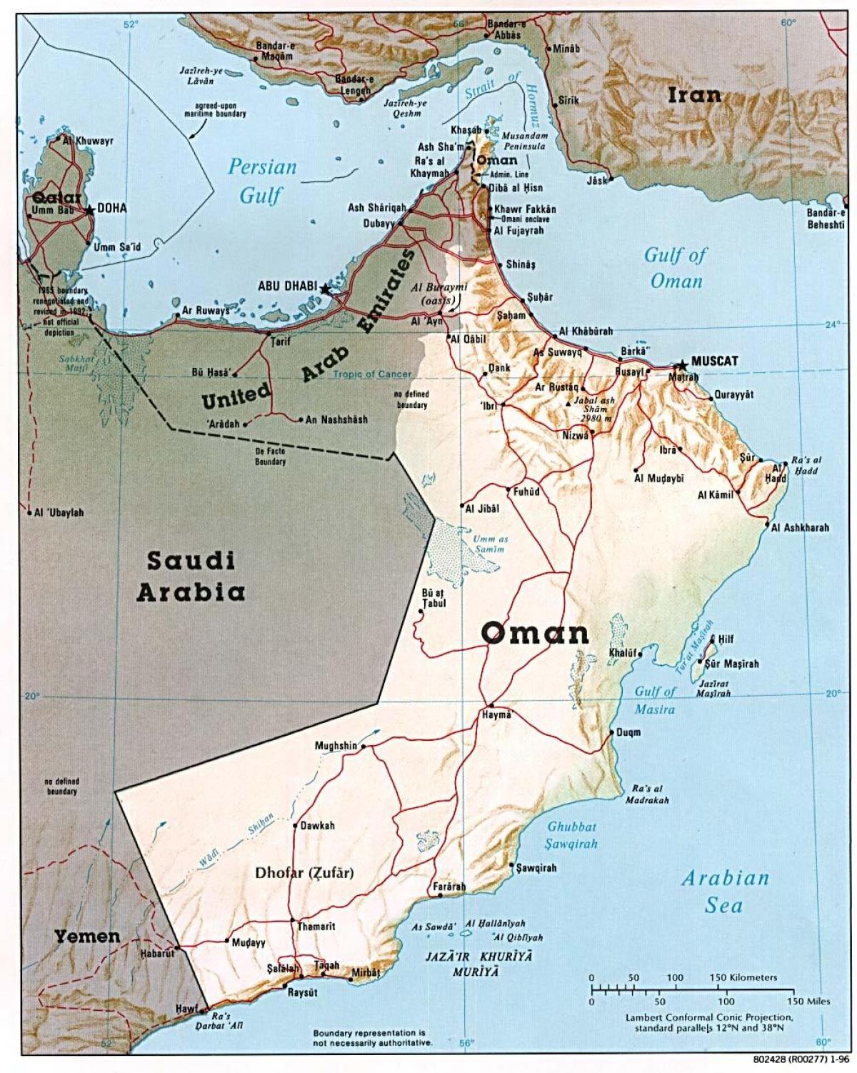 Oman bản đồ với thành phố